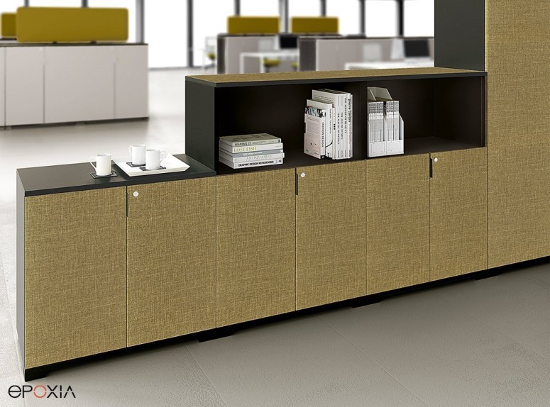 Armoires portes battantes Alliance avec niches et finition tissu