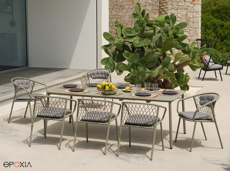 Fauteuils outdoor Nef et table Yard métal Vert sauge 37