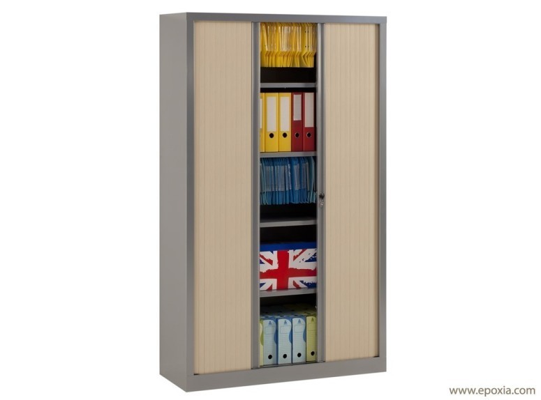 Armoire haute à rideaux A491 alu / érable avec serrure 3 points