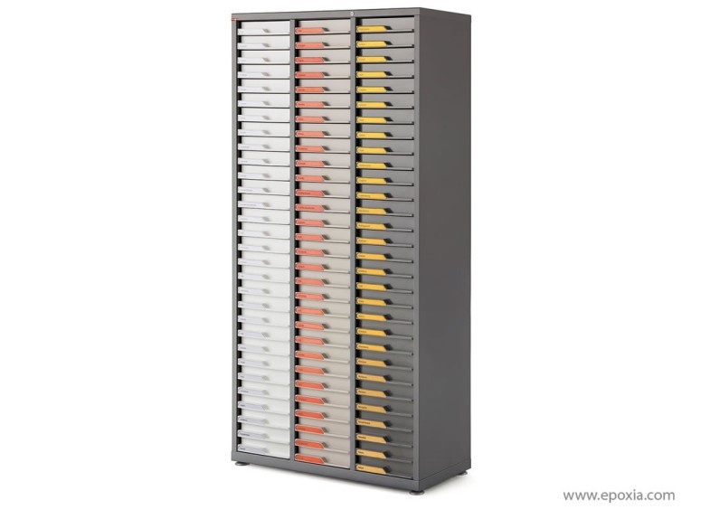 Armoire multi tiroirs, version 3 colonnes, avec 90 tiroirs H.6cm