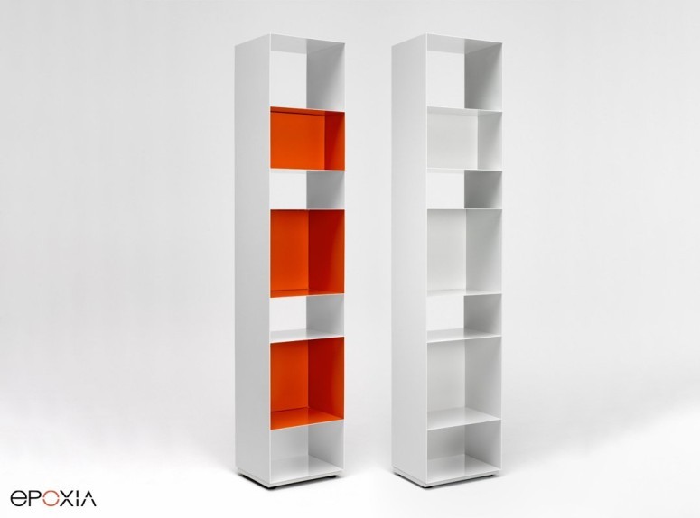 Bibliothèque de rangements UNIT bicolore orange-blanc