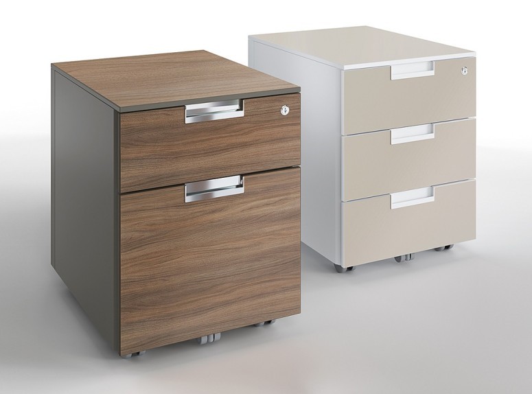 Caissons design sur roulettes Alliance, rangement de bureau