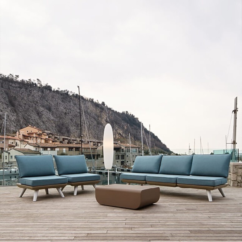 Canapé 3 places et fauteuil Samuraï pour terrasses et jardins.