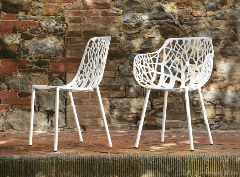 Chaise et fauteuil Forest en aluminium verni blanc