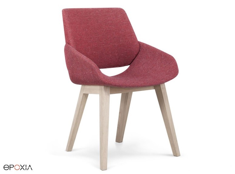 Chaise Monk rouge avec piétements bois