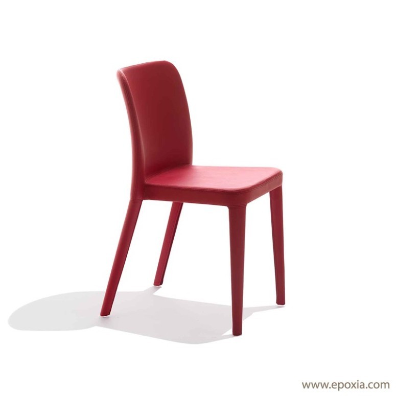 Chaise visiteur en cuir rouge Nenè modèle SR-SF