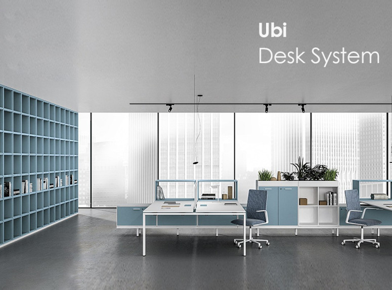 Configuration d'ameublement Ubi Desk System pour bench 2 postes