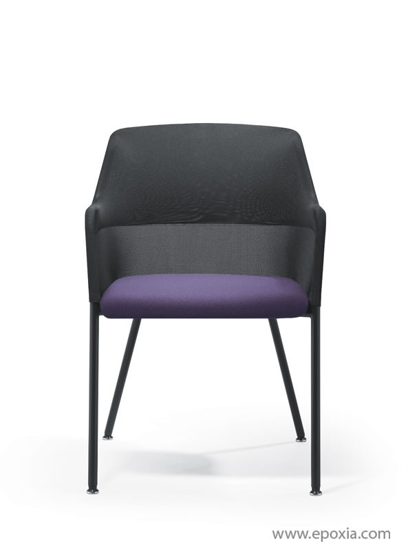 Fauteuil de réunion Giroflex 434, 4 pieds, assise tissu violet