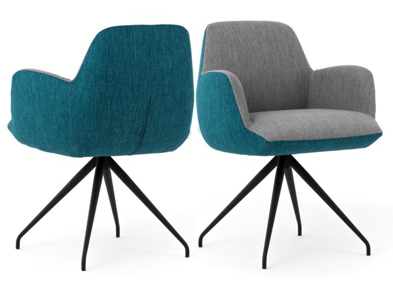 Fauteuil grand confort Moods #101 tissu bicolore gris/bleu turquoise