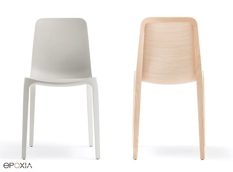 Chaises Frida, polypropylène ou bois