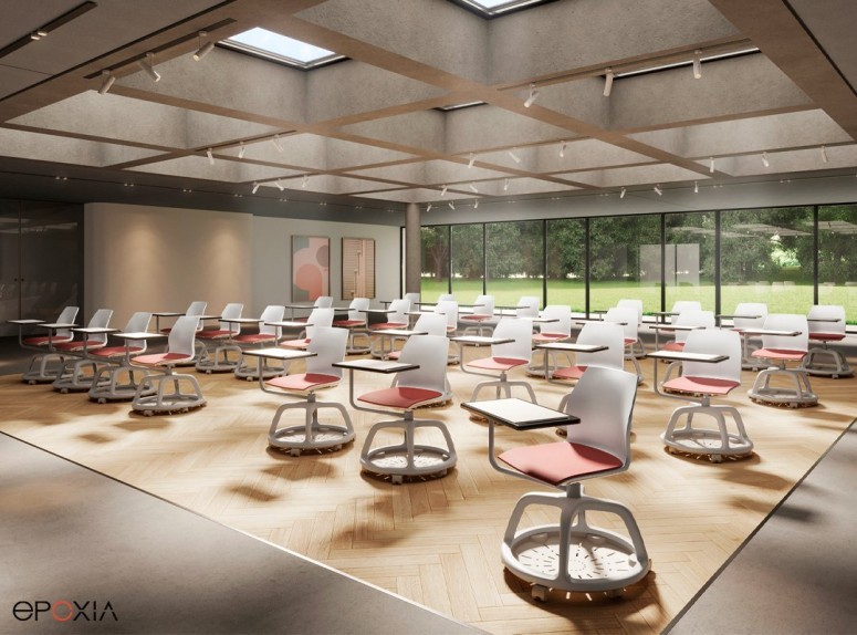 Chaises de formation Kalea Tablette sur roulettes avec panier