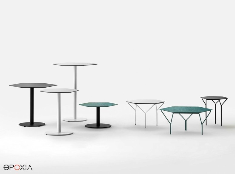 Collection de tables Kyu, table basse ou hauteur standard, mange debout