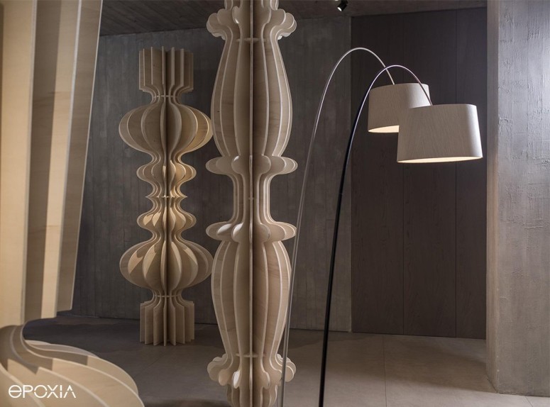 Lampadaire Twiggy Wood beige et noir par Foscarini