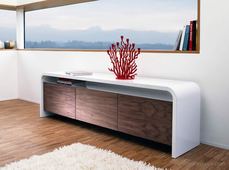 Meuble bas High Line 3 portes bois H.61 cm
