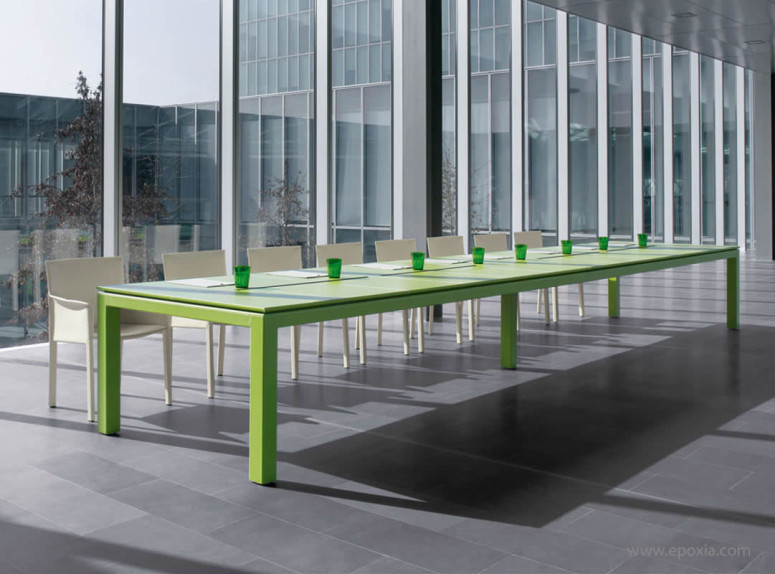 Table de réunion collection Abaco meeting cuir vert