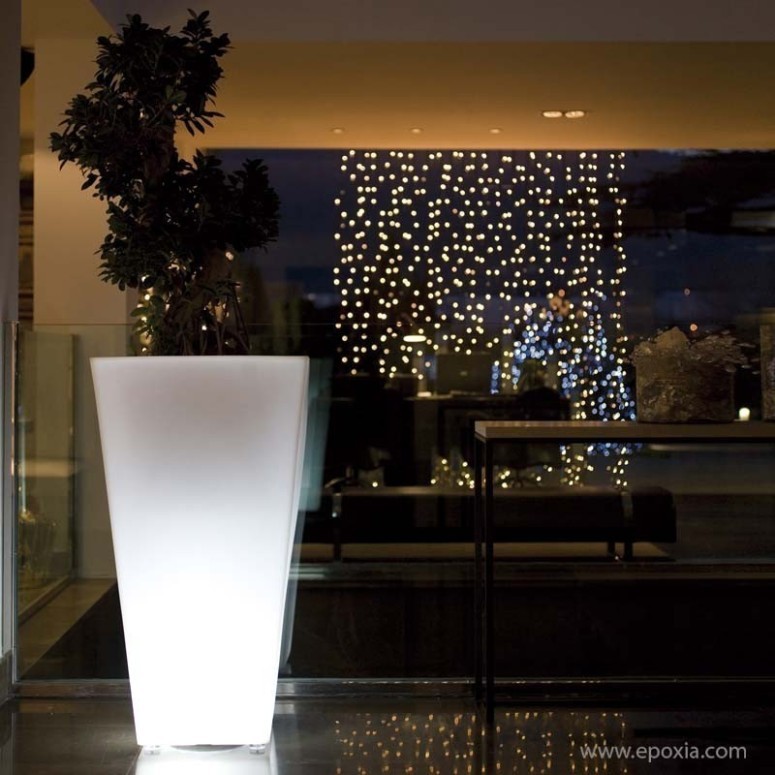 Grand pot lumineux Cono Cuadrado Alto blanc