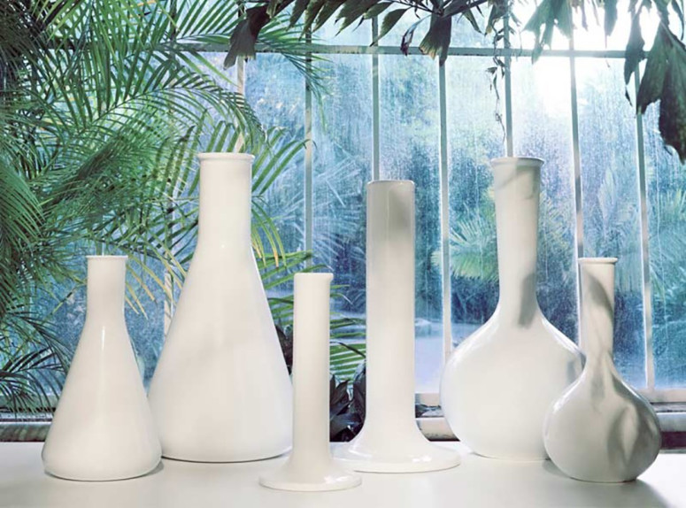 Vases Chemistube laqué blanc, 3 modèles disponibles en 2 hauteurs