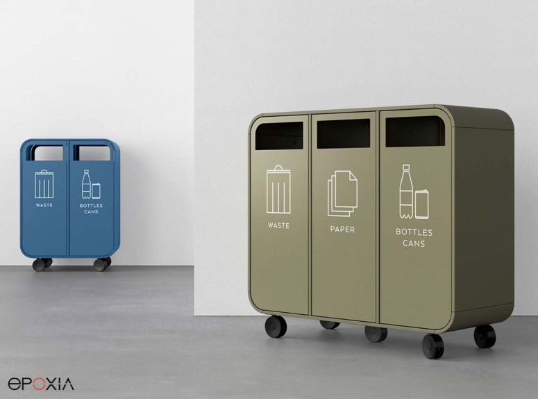 Poubelles de recyclage Cloud sur roulettes