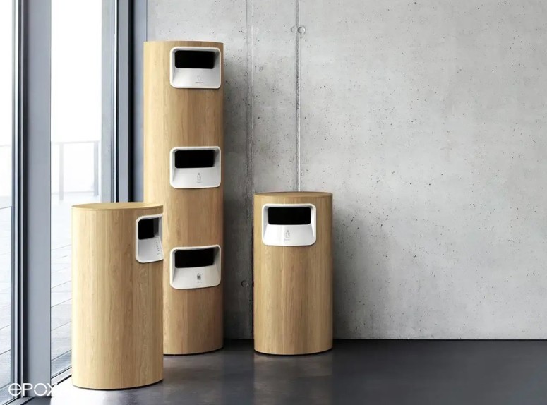 Poubelles de recyclage Etage, placage chêne naturel