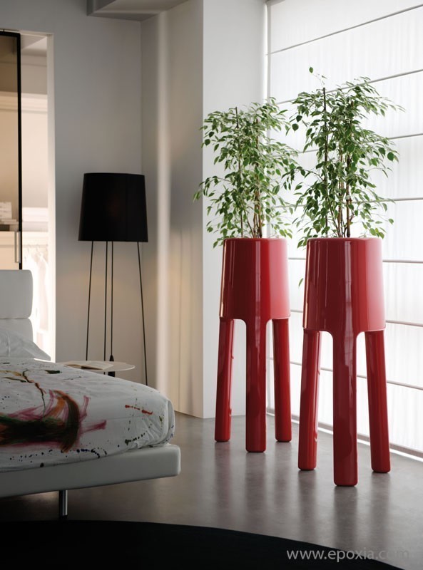 Pots design Sepio rouge laqué