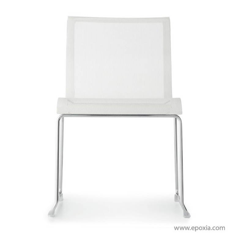 Chaise de réunion sans accoudoirs Stick résille blanche