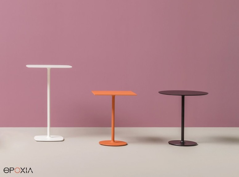 Table et mange-debout collection Stylus, finition epoxy au choix