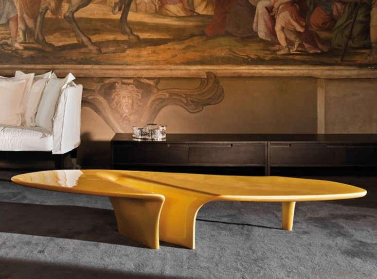 Table basse  Waterfall design  jaune