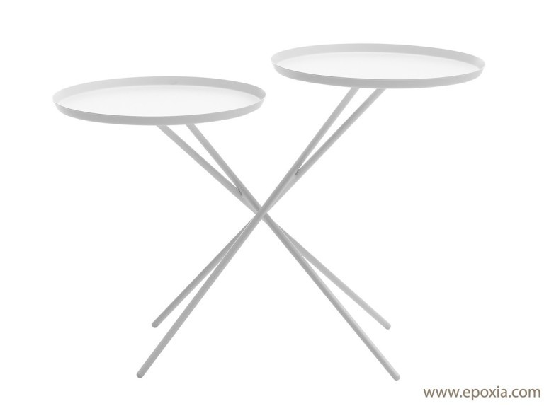 Table d'appoint 2 plateaux Monday métal blanc