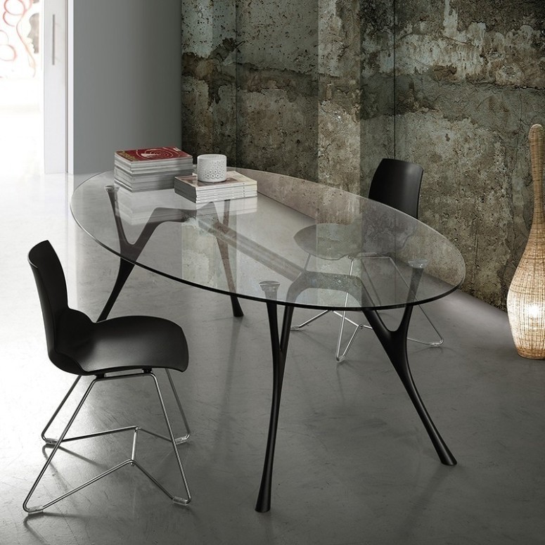 Table ovale Pegaso verre transparent