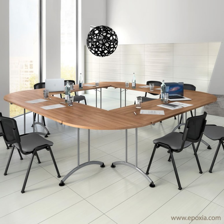 Tables pliantes rectangulaires avec angles finition merisier naturel