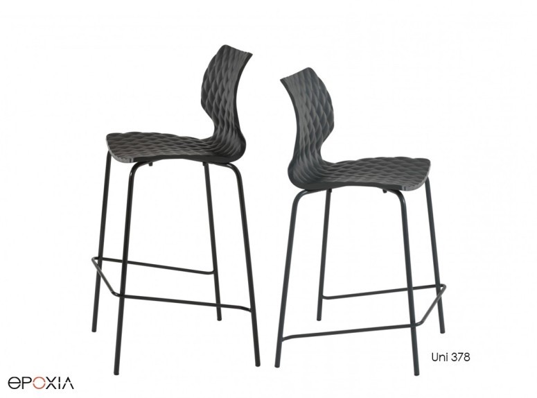 Tabouret Uni 378 et 378b, pieds acier et coque en polypropylène