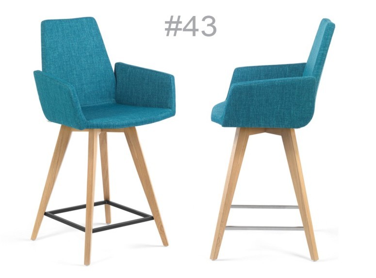 Tabouret de bar Moods avec accoudoirs #43, tissu turquoise