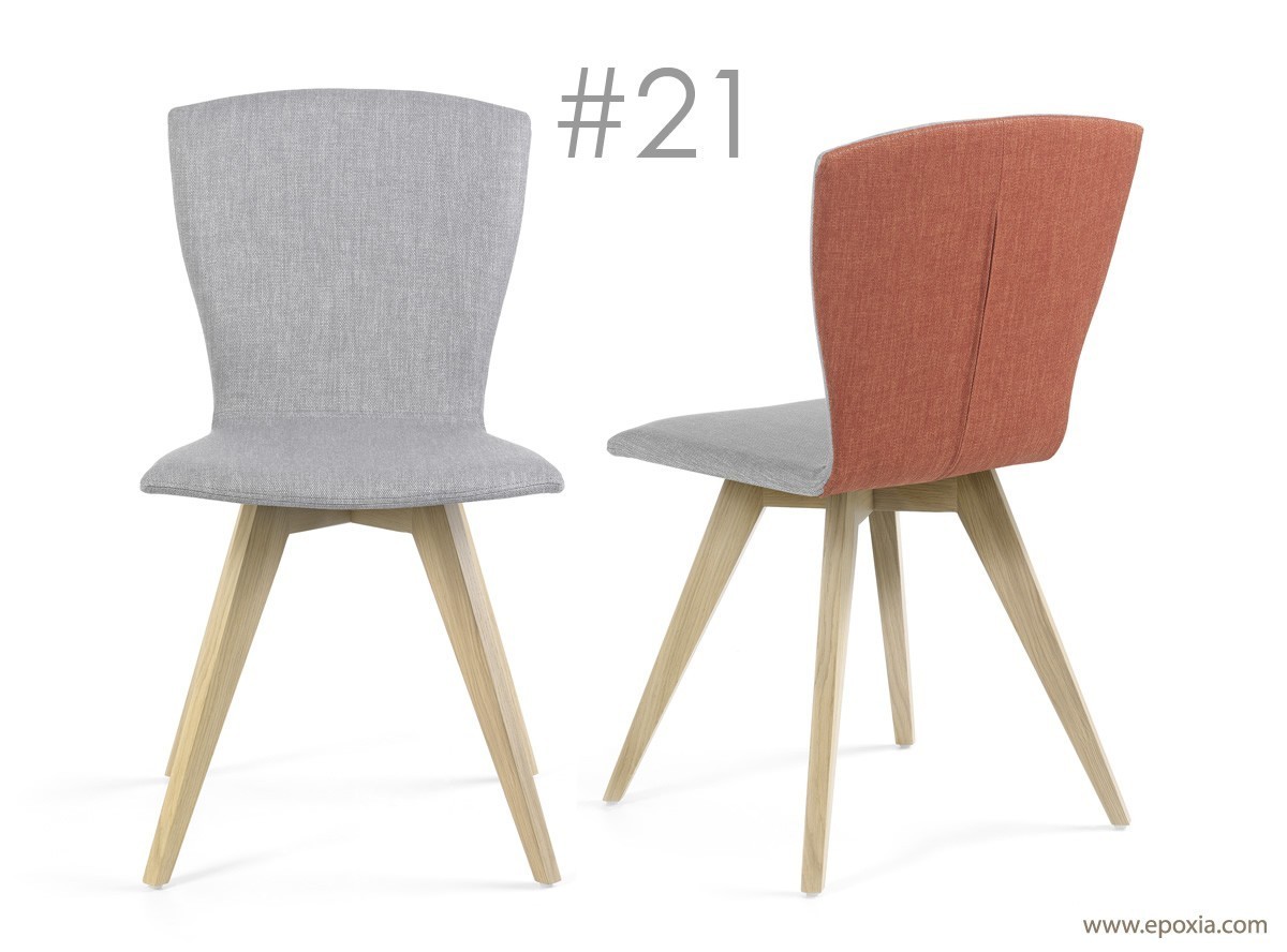 Chaise de réunion Moods #21, pieds bois tissu bicolore