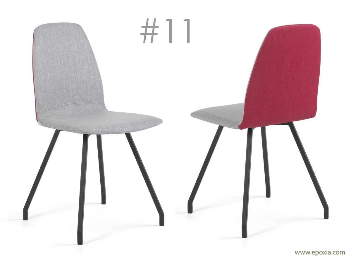 Chaise Moods #11 pieds acier, tissu bicolore