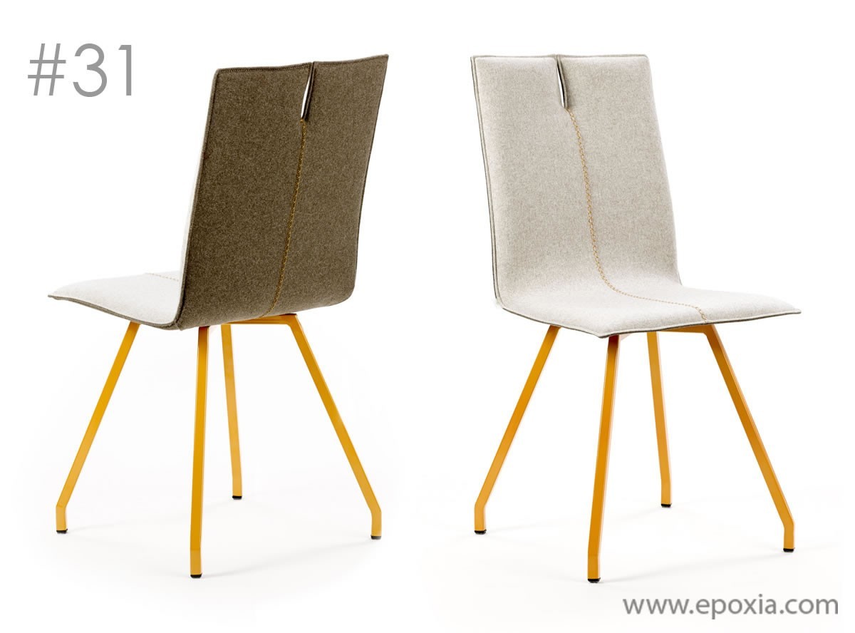 Chaises Moods #31, tissu avec couture apparente et pieds acier peint