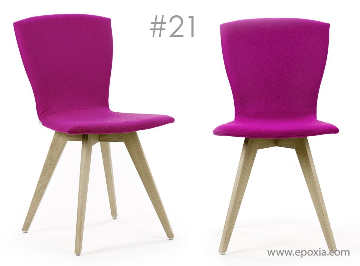 Chaises Moods #21, tissu rose, pieds chêne massif
