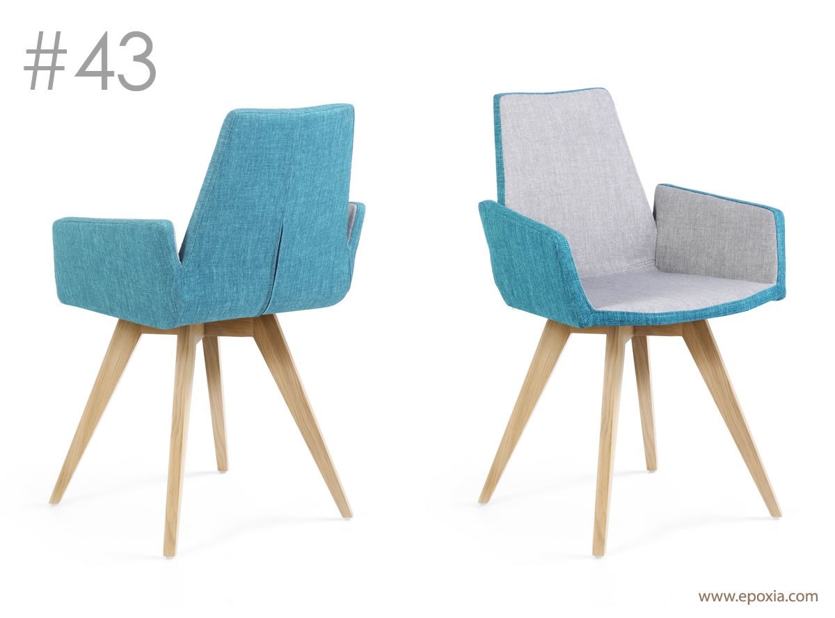 Fauteuil visiteur Moods #43, pieds hêtre massif, tissu bicolore