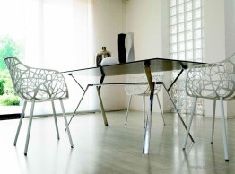 Table de réunion aluminium verni et Teck  Radice