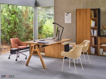 Bureau de direction Viga, finition Chêne Miel
