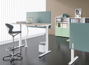 Bureau assis debout électrique hauteur réglable iDesk Grigio - N120x80- bois  clair