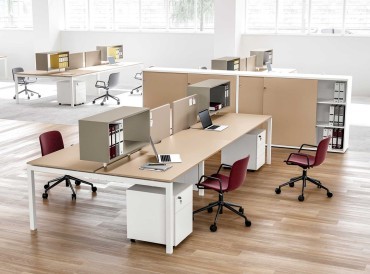 Bureau bench 2 personnes Agile avec extension et rangements