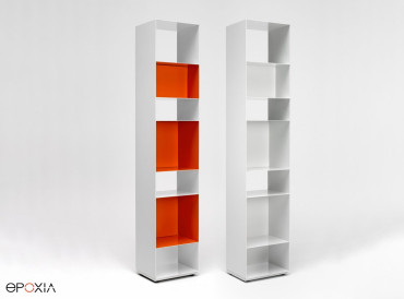 Bibliothèque de rangements UNIT bicolore orange-blanc