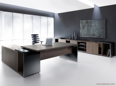 Bureau direction moderne Mito, bureau avec desserte porteuse