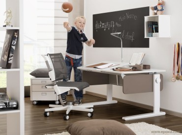 Bureau enfant Champion blanc/gris