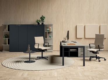 Bureau individuel collection Gate, sur desserte porteuse - rangements Aba Jour