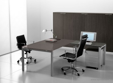 Bureau collection Glider verre laqué avec retour
