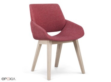 Chaise Monk rouge avec piétements bois