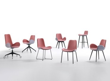 Collection de chaises tapissées Dalia, 2 hauteurs de dossier