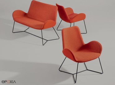 Fauteuils et sofa 2 place Dalia, piètement métal