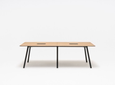 Table de réunion Echo, placage bois véritable, chant aile d'avion